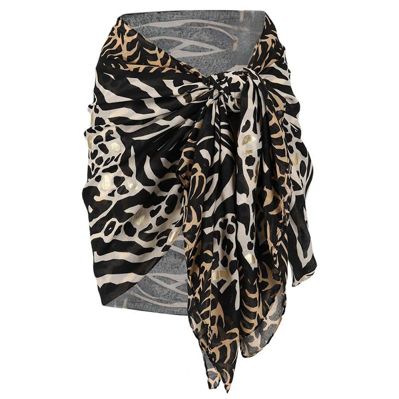 Pareo zwart met tijger print