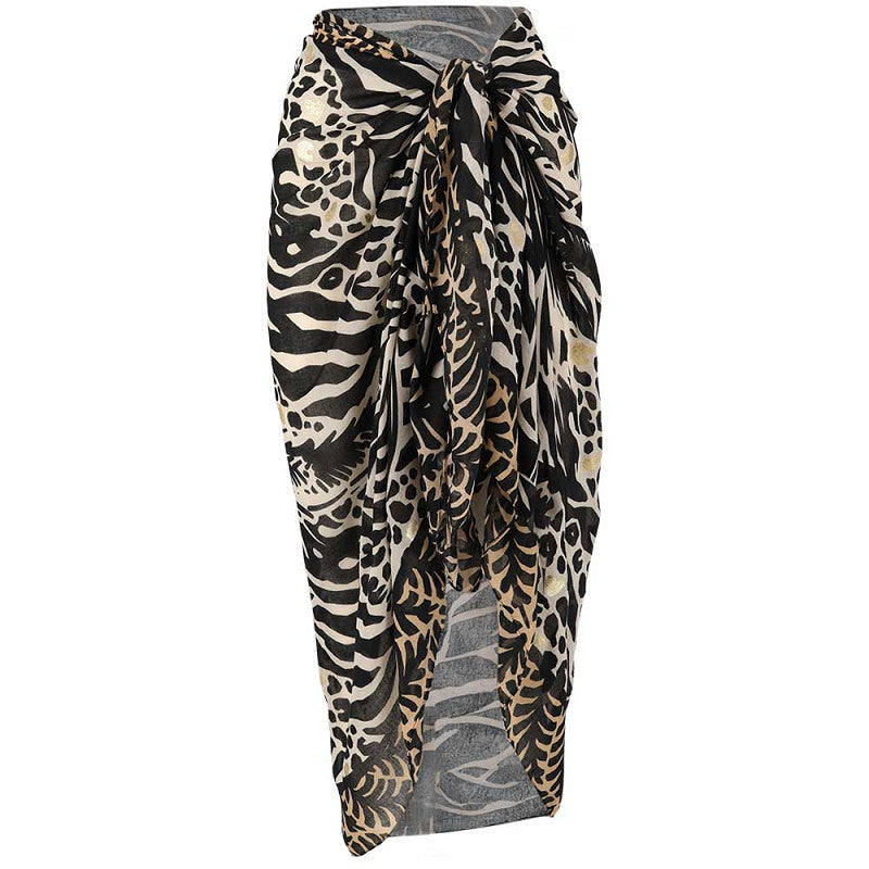 Pareo zwart met tijger print