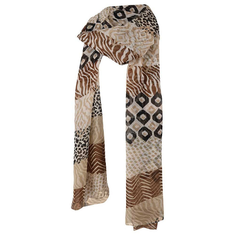 Tijger print sjaal beige