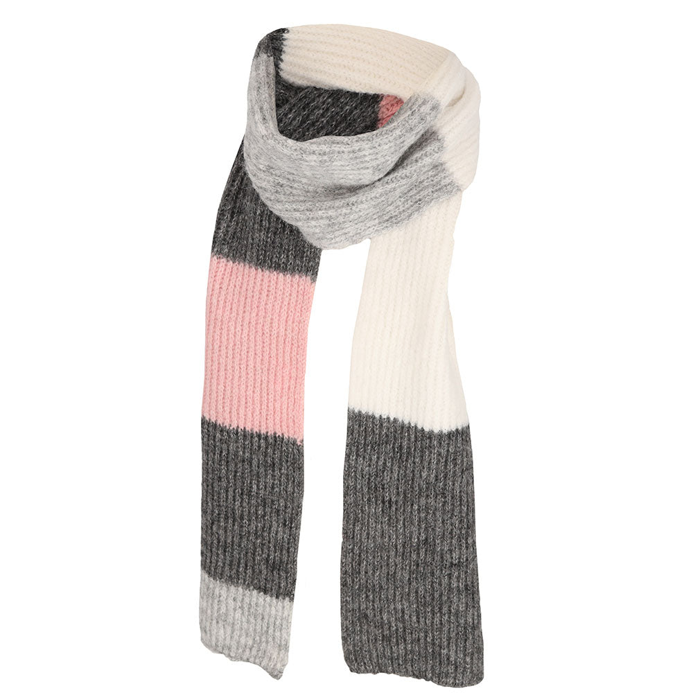 Winter sjaal meisjes roze-grijs met wit