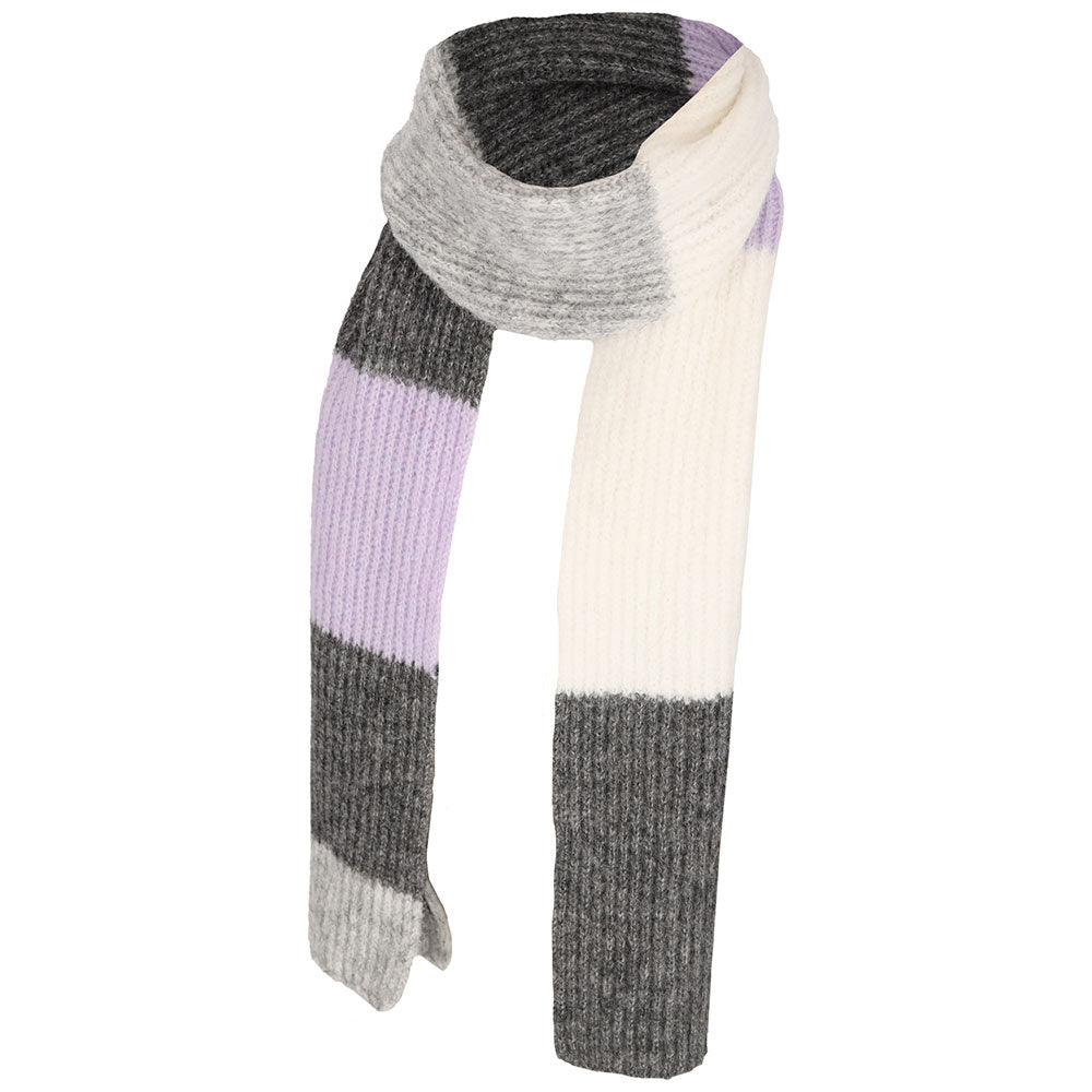 Winter sjaal meisjes grijs-wit met lila