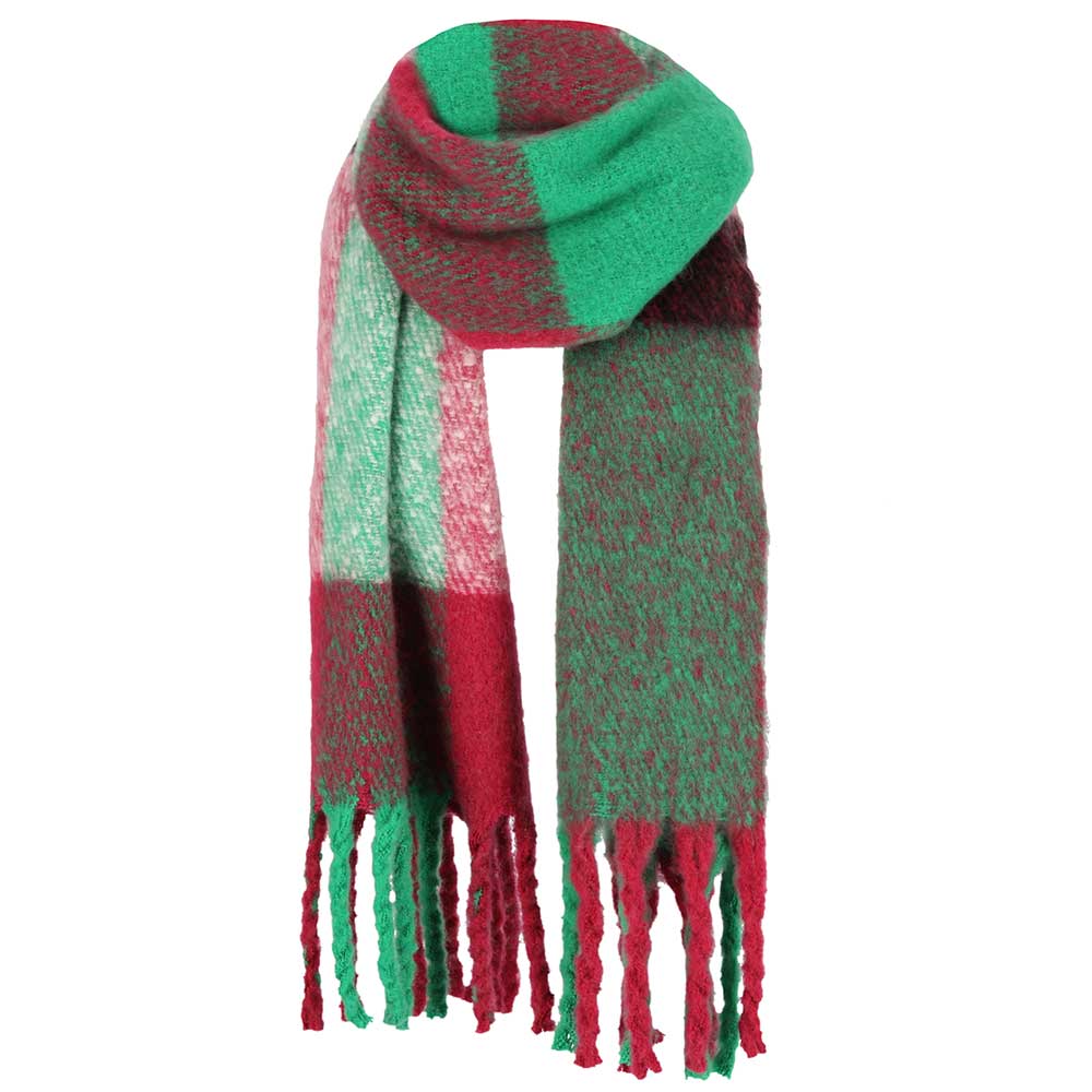 Wintersjaal groen-fuchsia