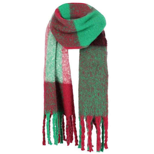 Wintersjaal groen-fuchsia