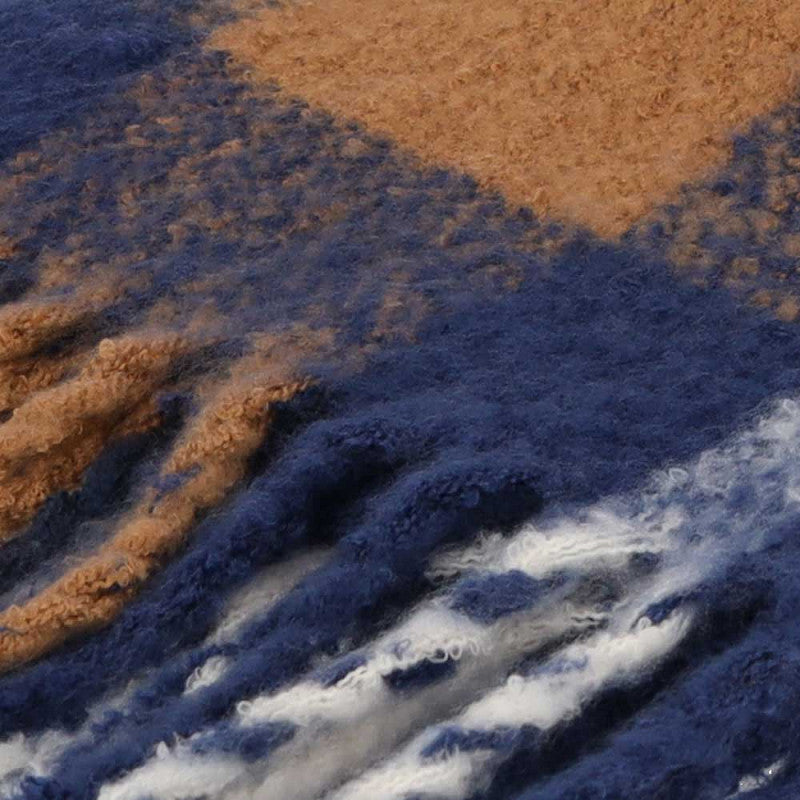 Wintersjaal blauw-camel
