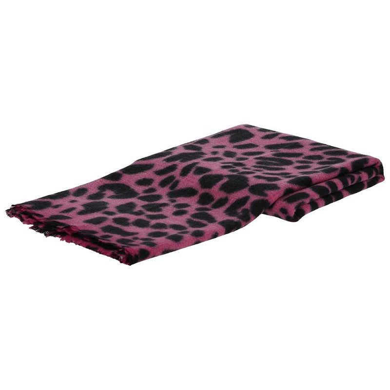 Tijger print sjaal zwart-cerise