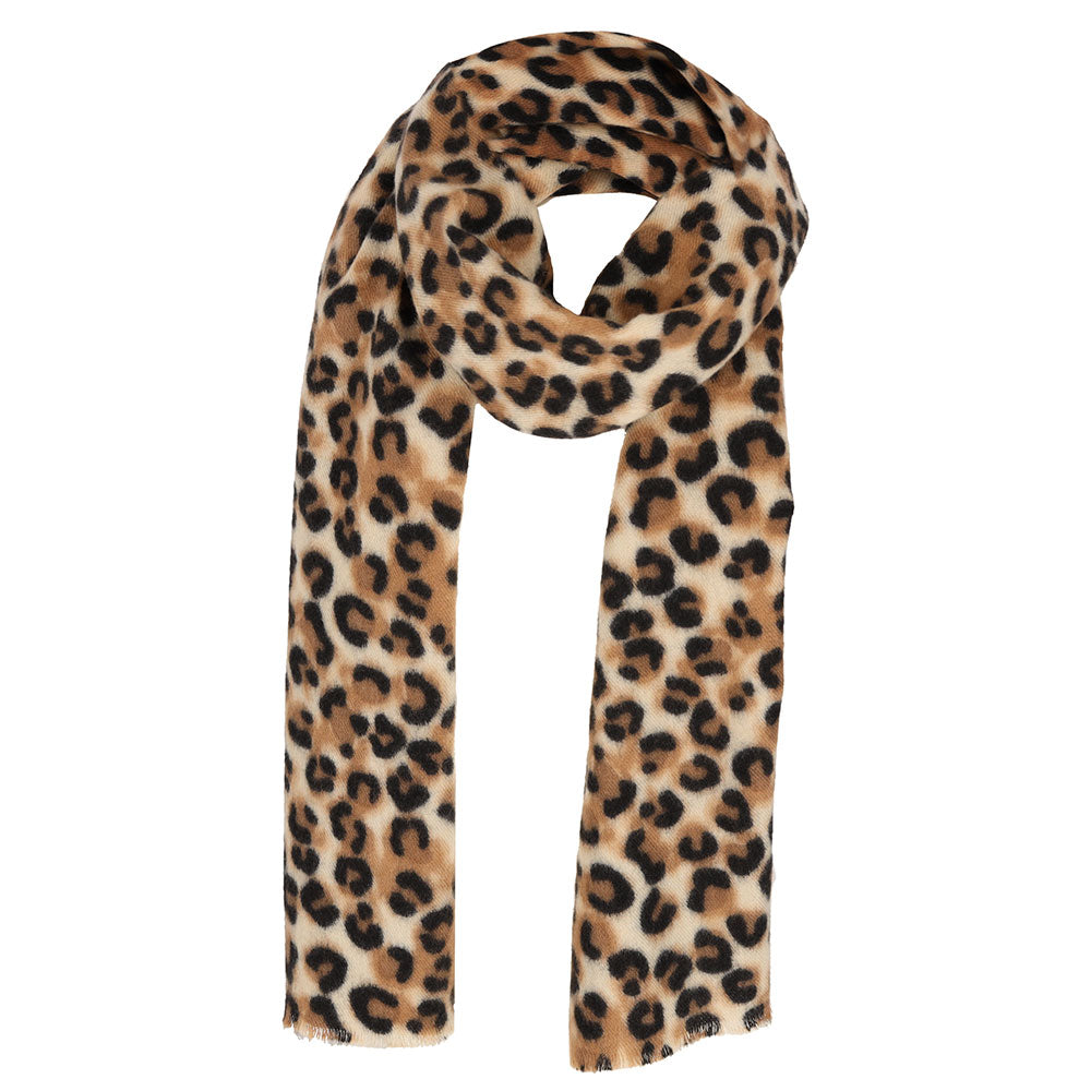 Tijger print sjaal camel