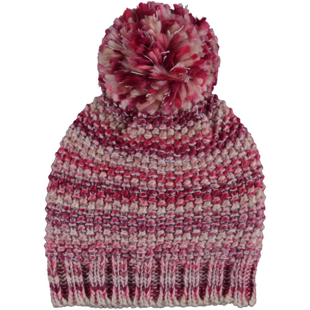 Meisjes muts roze met pompon
