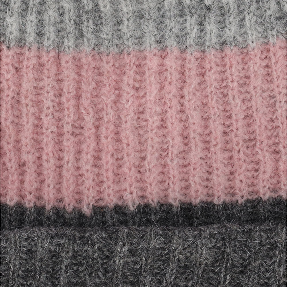 Meisjes muts roze-grijs met wit