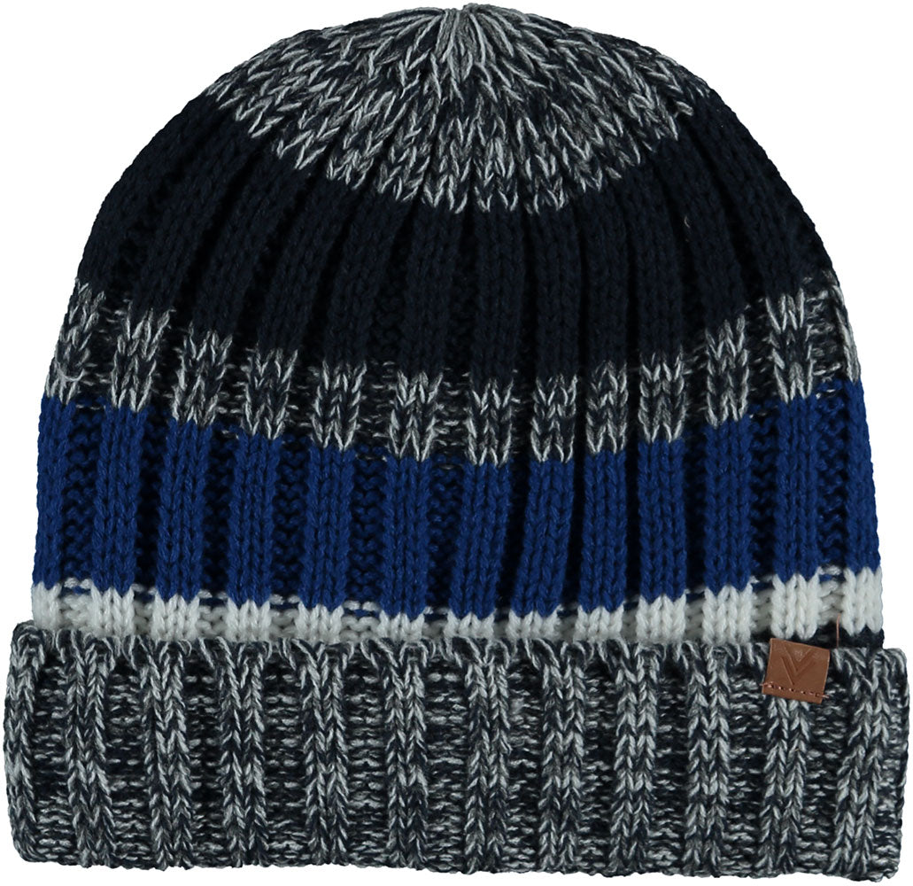 Jongens muts kobalt-blauw gestreept