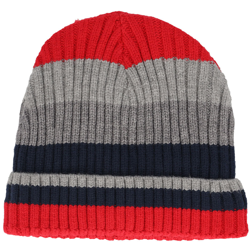 Jongens muts rood-grijs