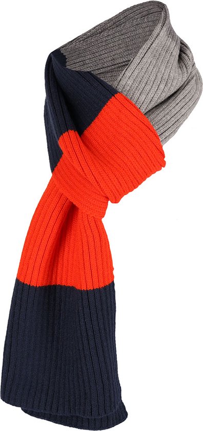 Winterset sjaal & muts oranje-grijs