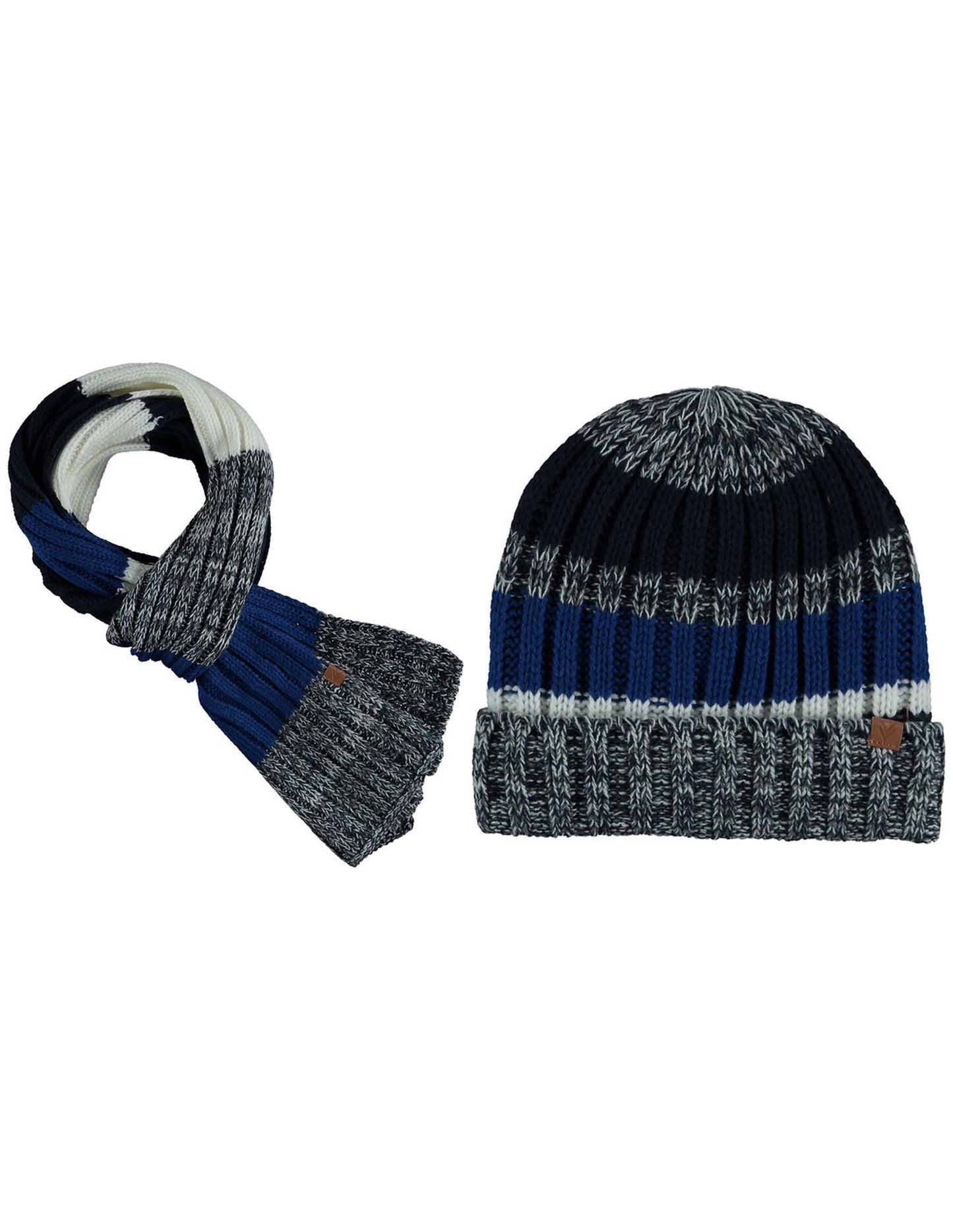 Winterset sjaal & muts kobalt-grijs