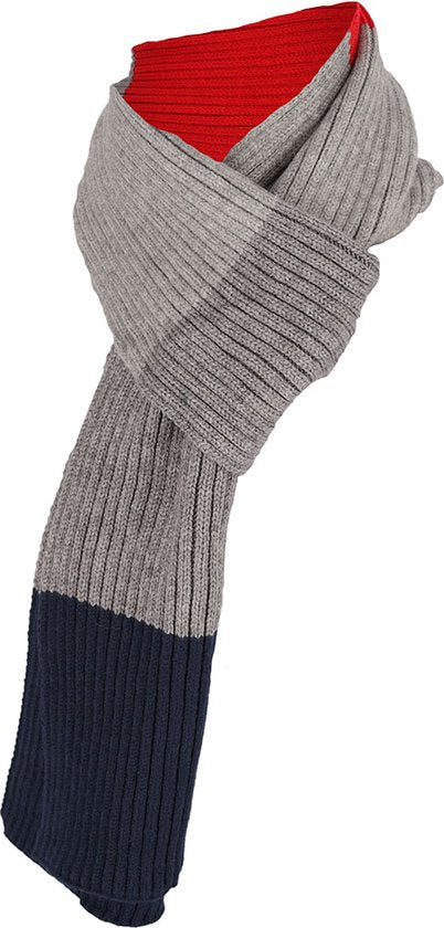 Winterset sjaal & muts rood-grijs