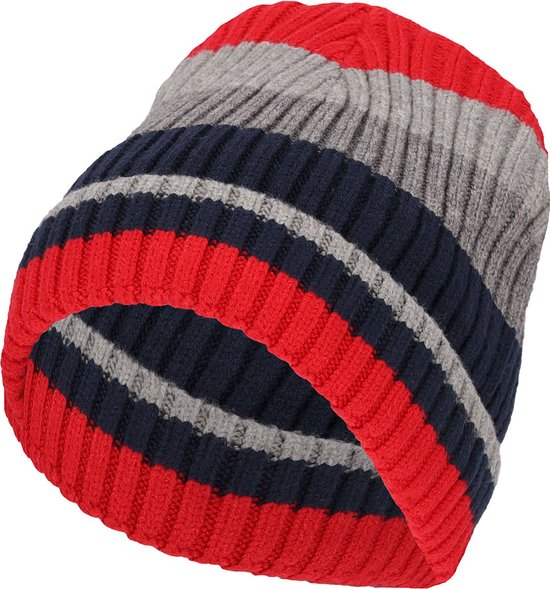 Winterset sjaal & muts rood-grijs