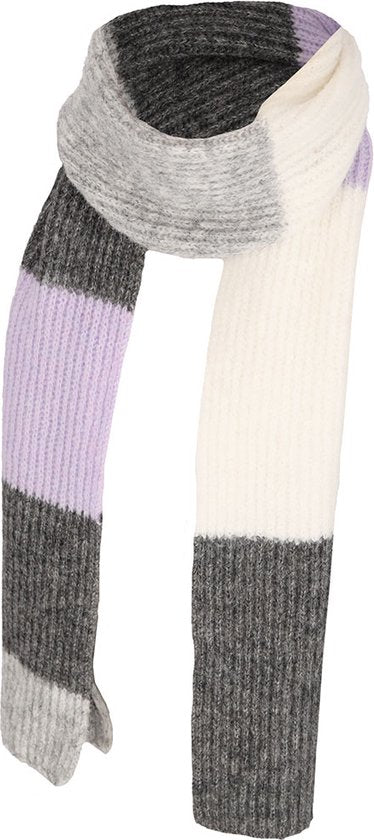 Winterset sjaal & muts grijs-wit met lila