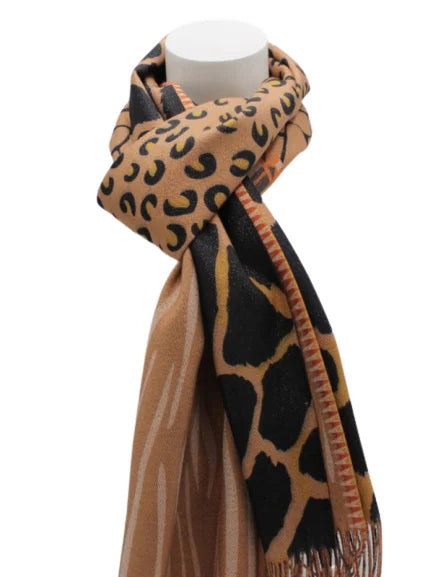 Tijger print sjaal oranje-bruin