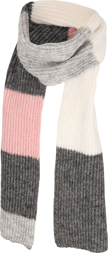 Winterset sjaal & muts roze-grijs met wit