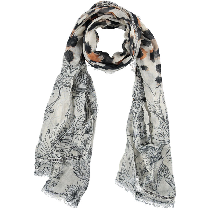 Tijger print sjaal zwart-wit