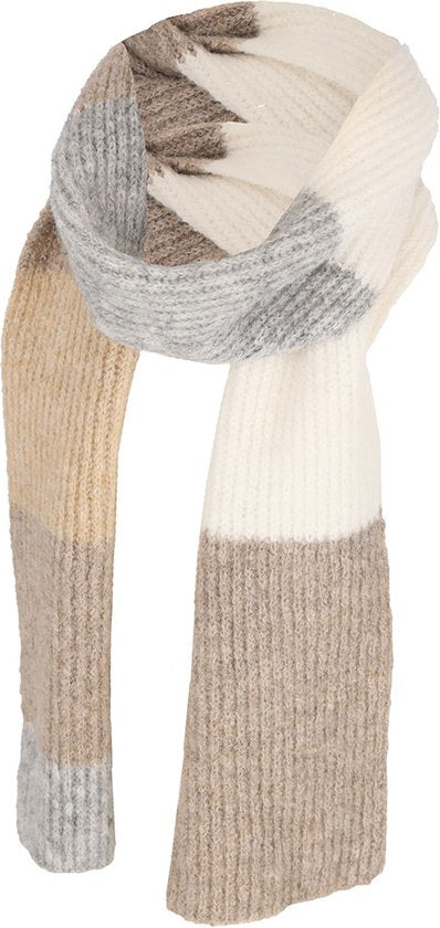 Winter sjaal meisjes wit met taupe