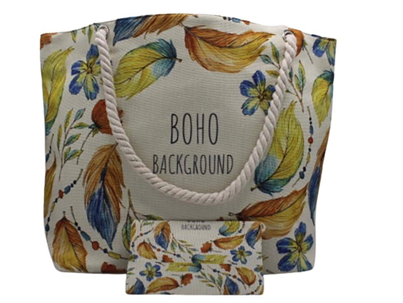 Strandtas geel boho