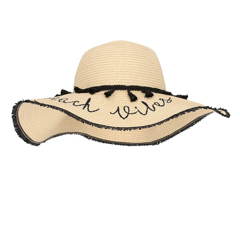 Strandhoed beige-zwart
