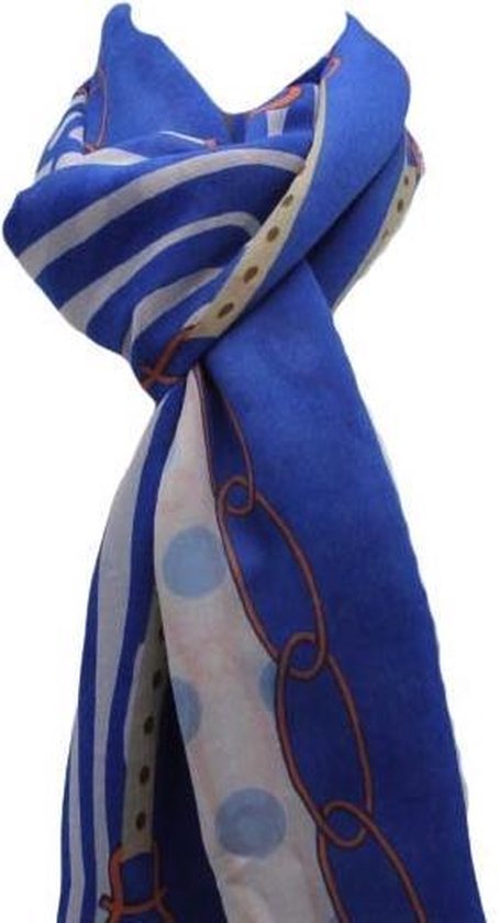Tijger print sjaal blauw-bruin