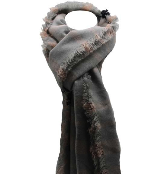 Wintersjaal grijs-roze