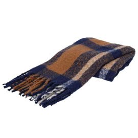 Wintersjaal blauw-camel