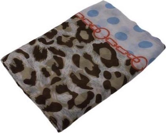 Tijger print sjaal blauw-bruin