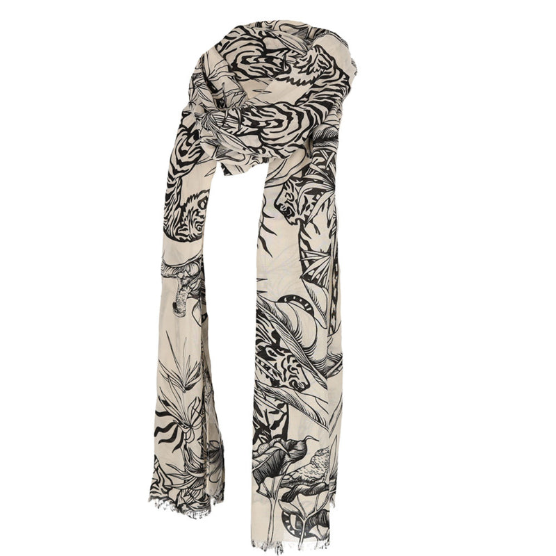Dames sjaal zwart-beige