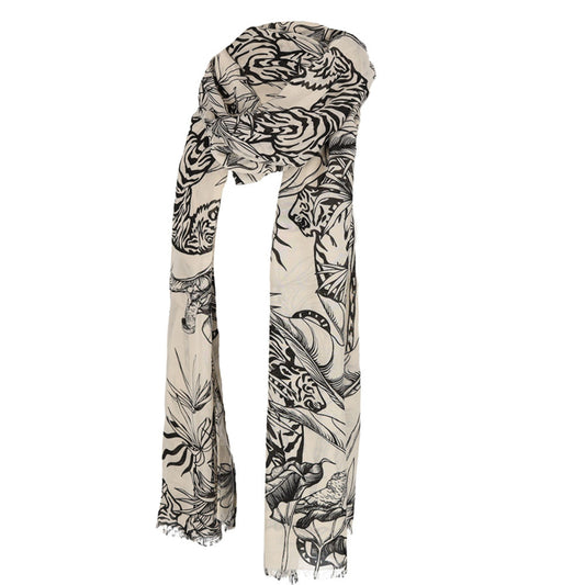 Dames sjaal zwart-beige