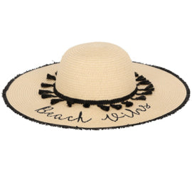 Strandhoed beige-zwart