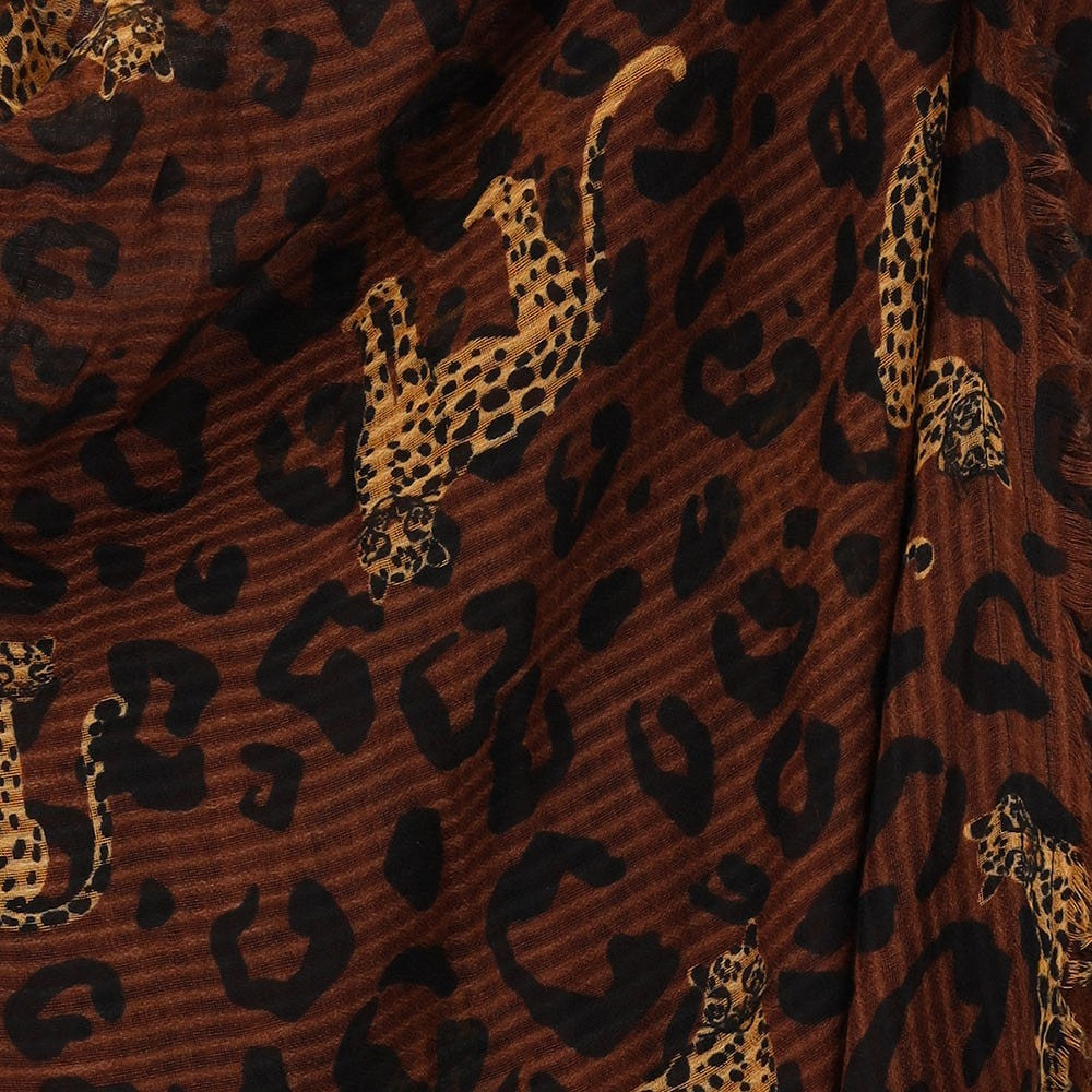 Tijger print sjaal bruin
