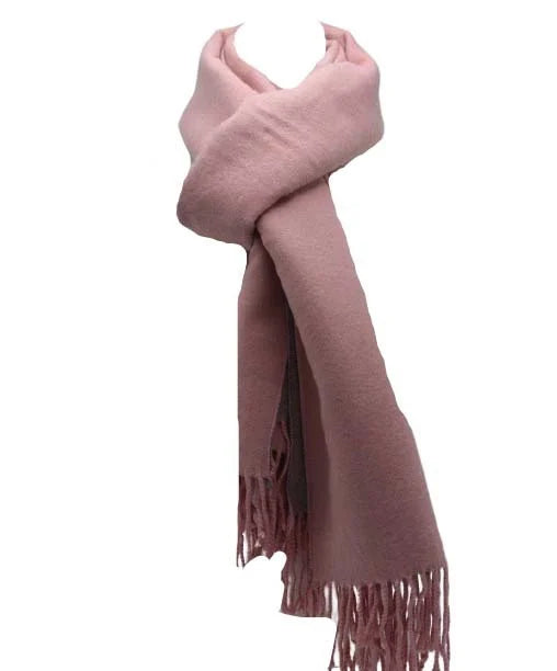 Wintersjaal effen grijs-roze