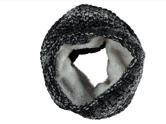 Winterset muts & colsjaal zwart-grijs