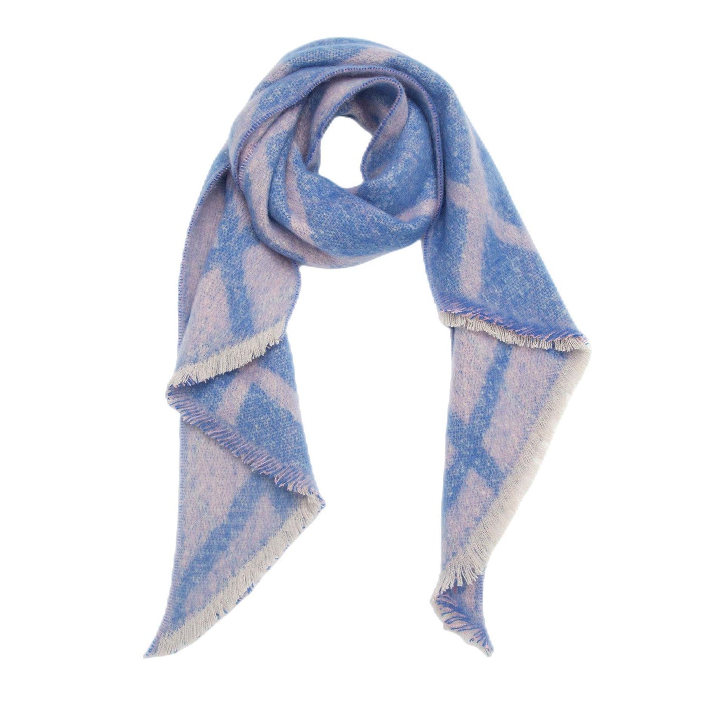 Wintersjaal blauw-roze