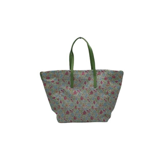 Strandtas groen-roze gebloemd