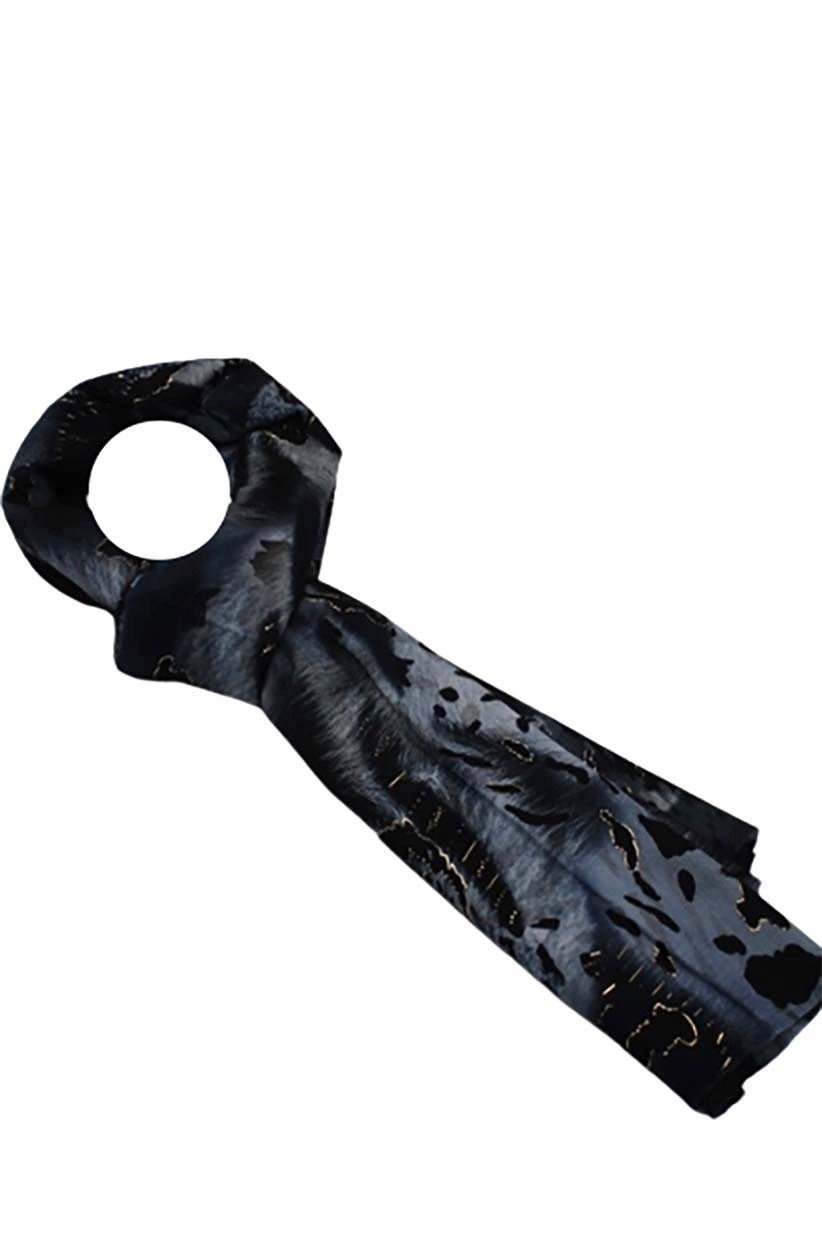 Dames sjaal blauw-zwart