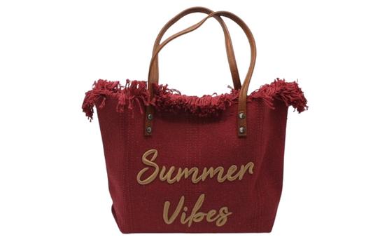 Strandtas effen bordeaux rood