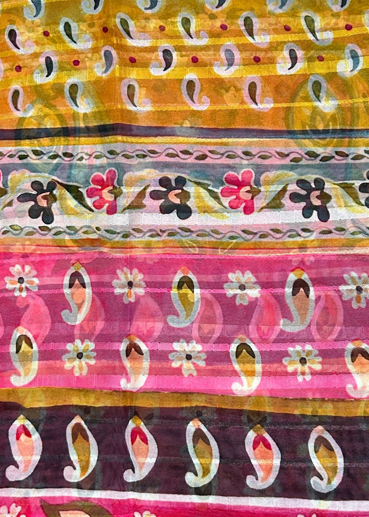 Dames sjaal roze-geel