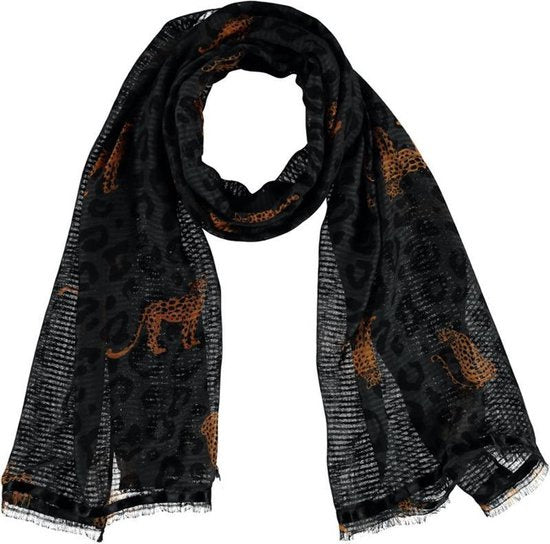 Tijger print sjaal grijs-zwart