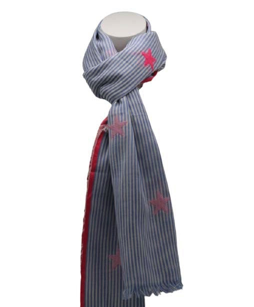 Dames sjaal blauw-wit