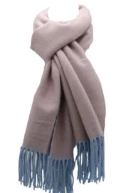Wintersjaal effen blauw-roze