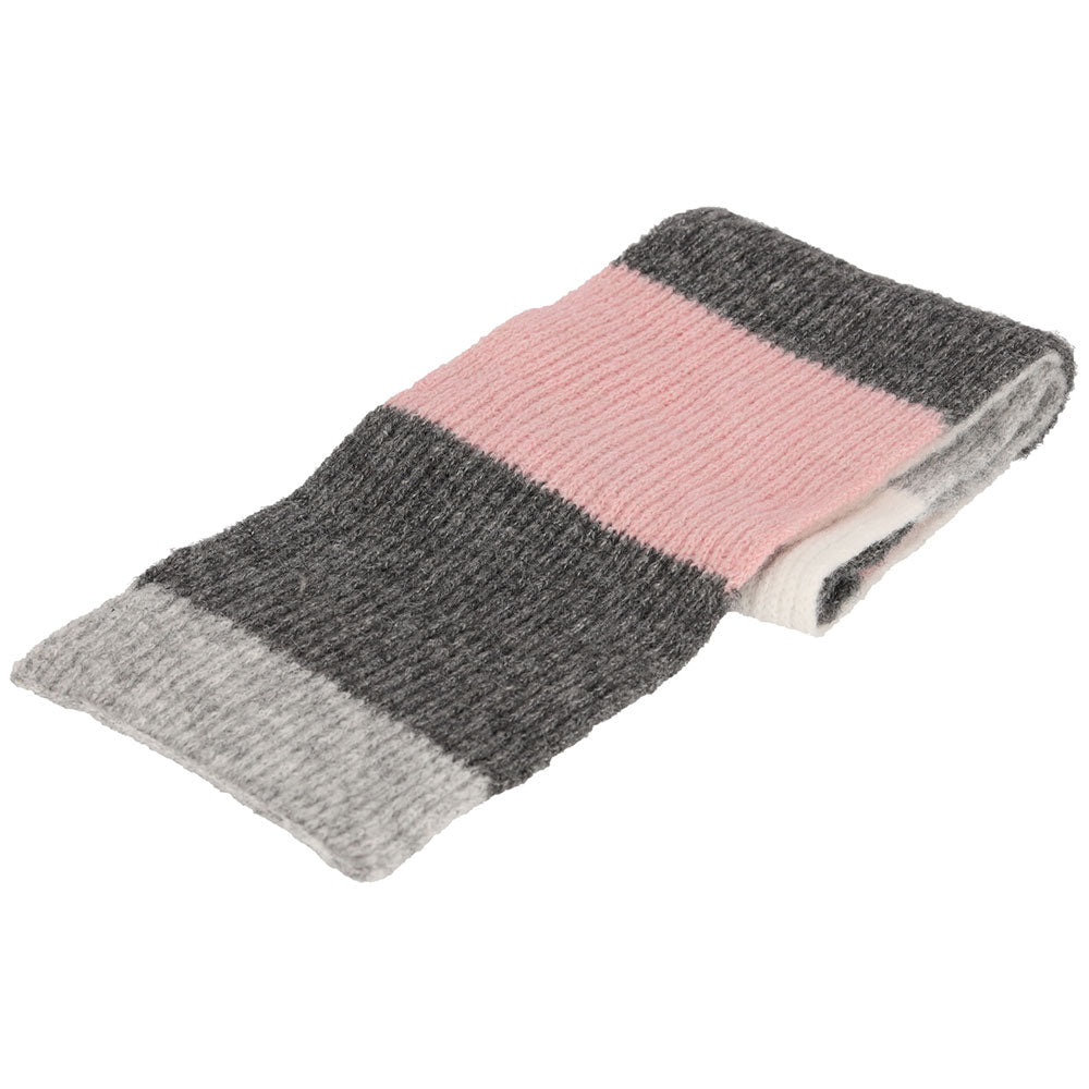 Winter sjaal meisjes roze-grijs met wit