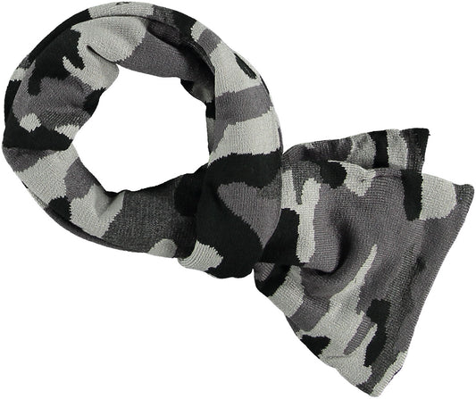 Jongens sjaal zwart-grijs met camouflage