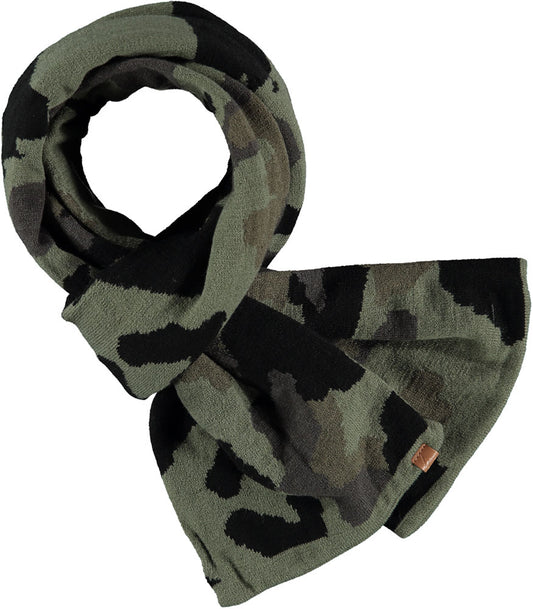 Jongens sjaal zwart-khaki met camouflage