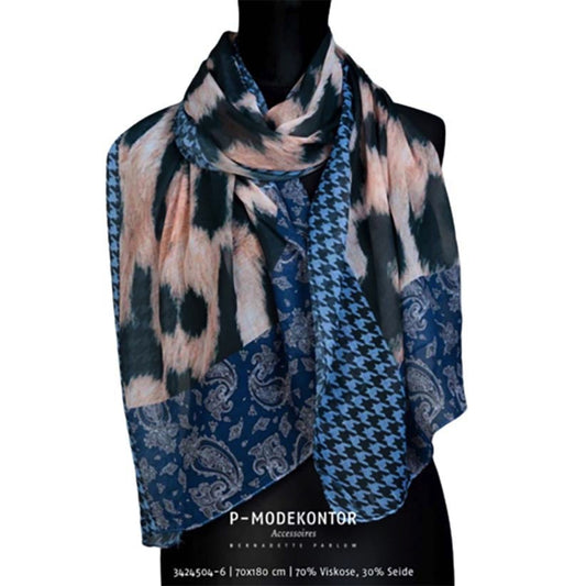 Dames sjaal blauw-roze