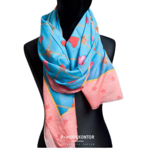 Dames sjaal blauw-roze