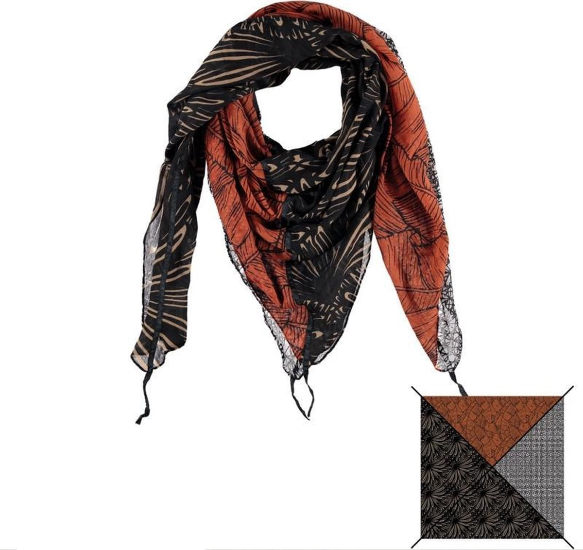Vierkante sjaal oranje-zwart