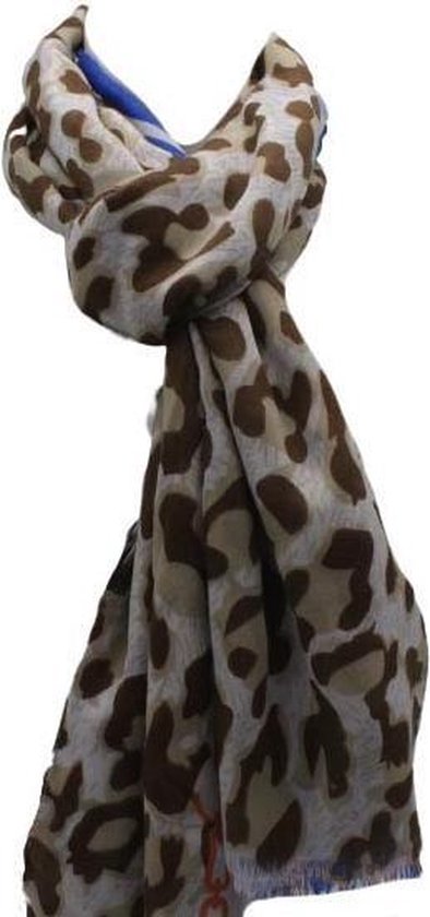 Tijger print sjaal blauw-bruin